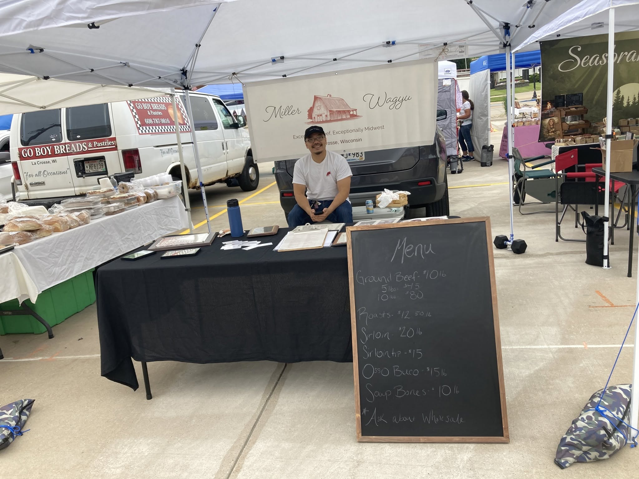 The Miller Wagyu booth at a La Crosse farmers market
